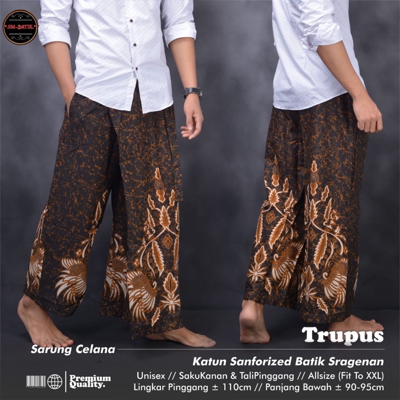 TRUPUS SARUNG SARONG CELANA BATIK PRIA ASLI SOLO COWOK DEWASA MOTIF BATIK LEBARAN PREMIUM ALL SIZE S