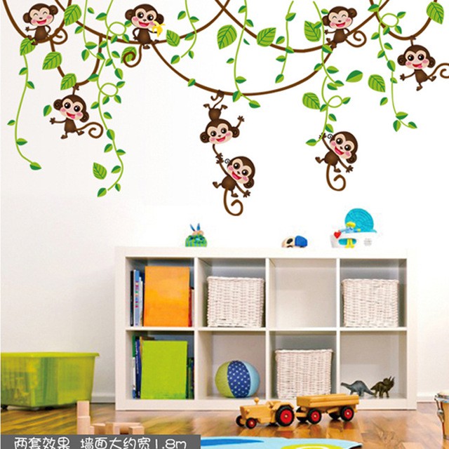 RELIZA WALL STICKER MONKEY MONYET GLANTUNGAN ANAK KIDS STIKER DINDING AY7247