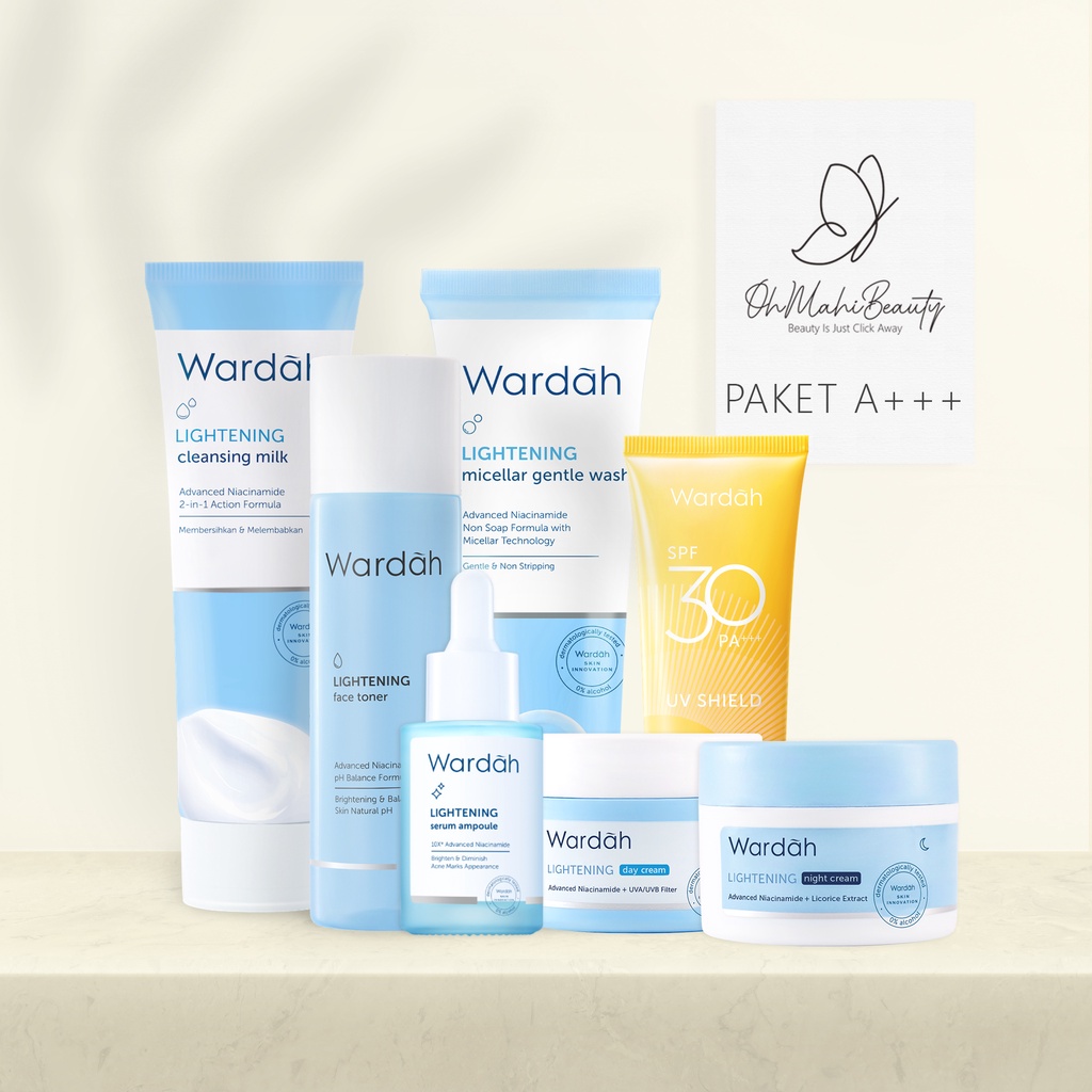 Wardah Paket Lightening Series - Paket Hemat (6pcs) (5pcs) (3pcs) - Skincare Wardah - Paket Wardah Lightening Series-Paket A+ Sunsceen