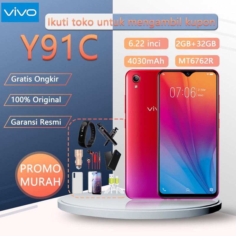 Vivo Y91c murah hp ram 2GB rom 32GB promo asli 100%original baru, AI Photography Camera.