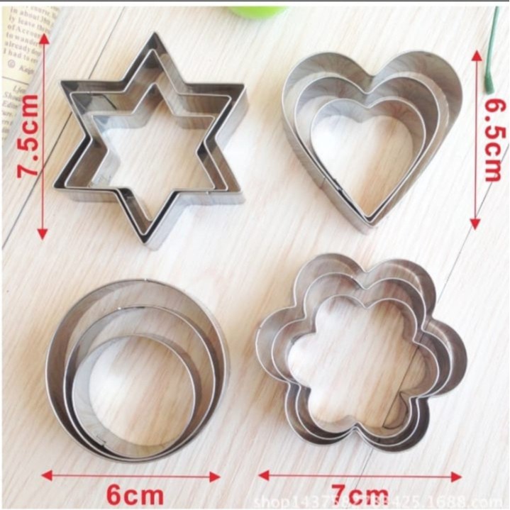 Cetakan Kue Kering / Cookie Cutter Bahan Stainless 12pcs