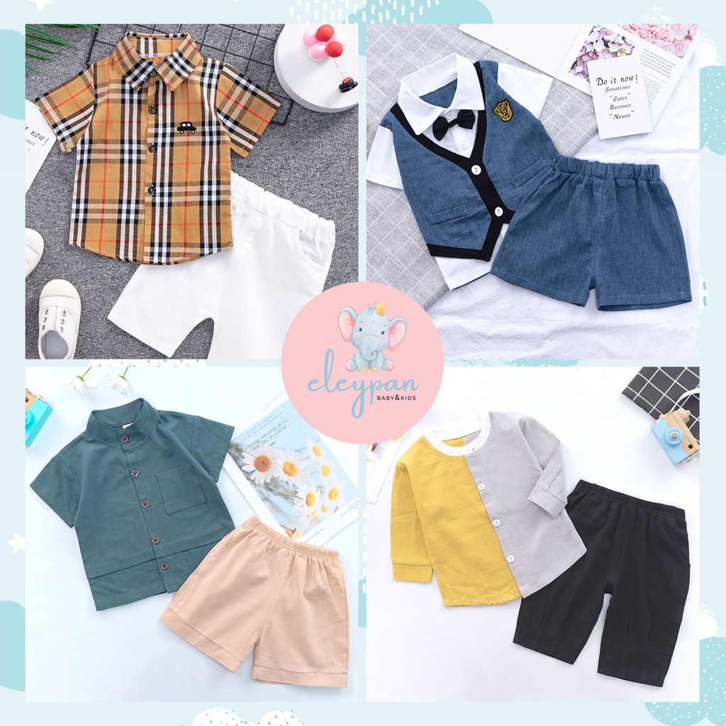 Setelan Kemeja Anak Import / Stelan Jas Rompi Tuxedo Vest Anak Cowok / Set Baju Anak Motif Burberry / Kaos Anak Laki