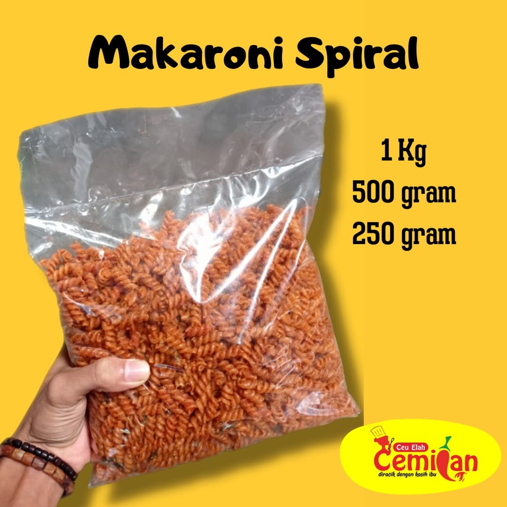 

Makaroni spiral / uril kiloan kemasan 250 gram cemilan ceu elah