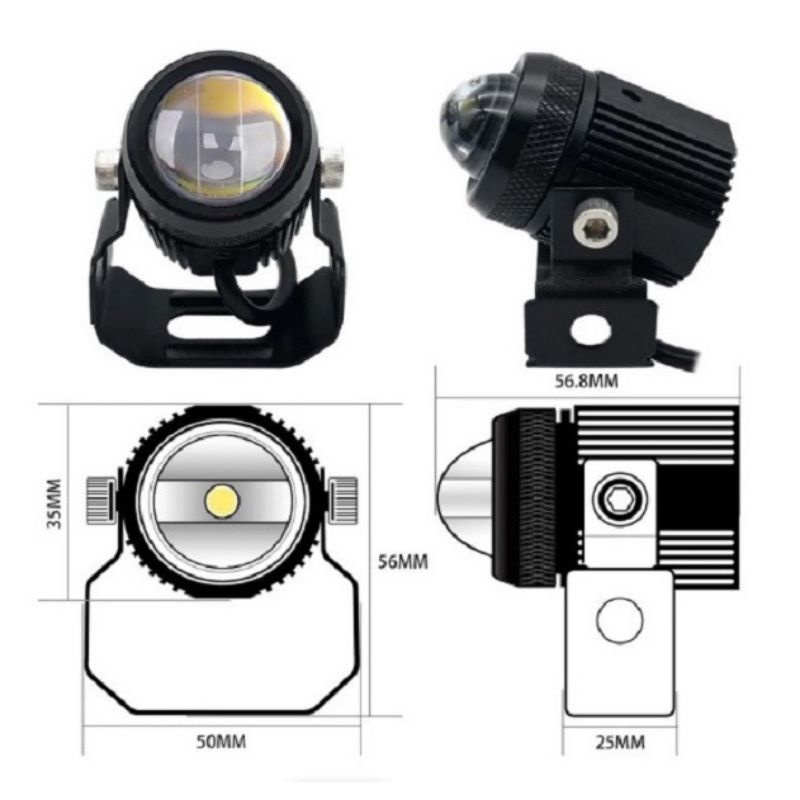 1pcs Lampu Sorot Tembak Laser Gun Mini LED V12 D3 Motor Mobil 20 Watt 2 Warna Putih Kuning Hilow 20Watt 20watt Lasergun