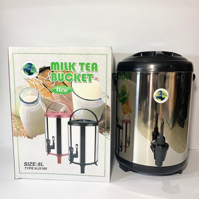 Dispenser Teh Kopi 8 Liter Drink Jar Milk Tea Bucket Stainless Steel