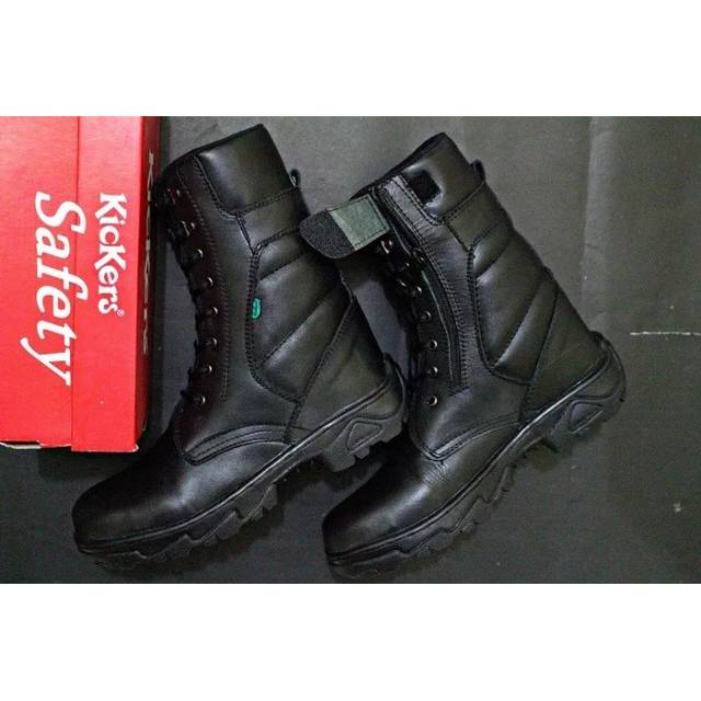 SEPATU PDL KULIT SAFETY TENTARA / POLISI KICKERS PDL KULIT ASLI ZIPPER