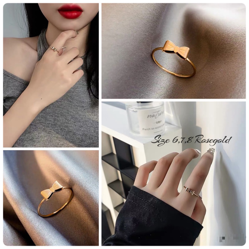 COD! cincin titanium wanita pita anti karatan / cincin cewek ribbon import