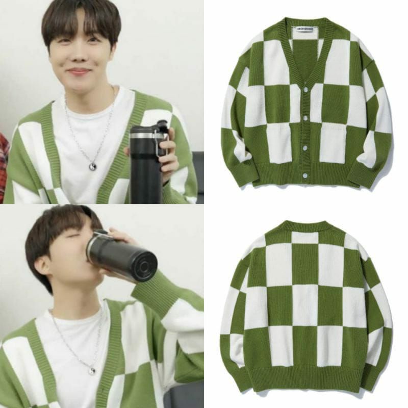 Cardigan BTS RESTOCK ‼️Jhope Beomgyu Motif Kotak-Kotak/cardi bts korean stylish