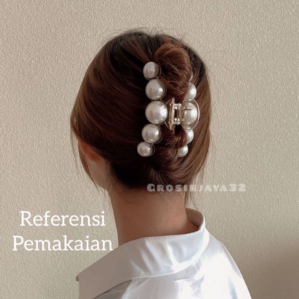 (GROSIRJAYA32) JEPITAN JEDAI MUTIARA BENING DOFF 9,5CM JEPIT RAMBUT SALON KOREA MATTE MODEL MUTIARA BULAT PEARL