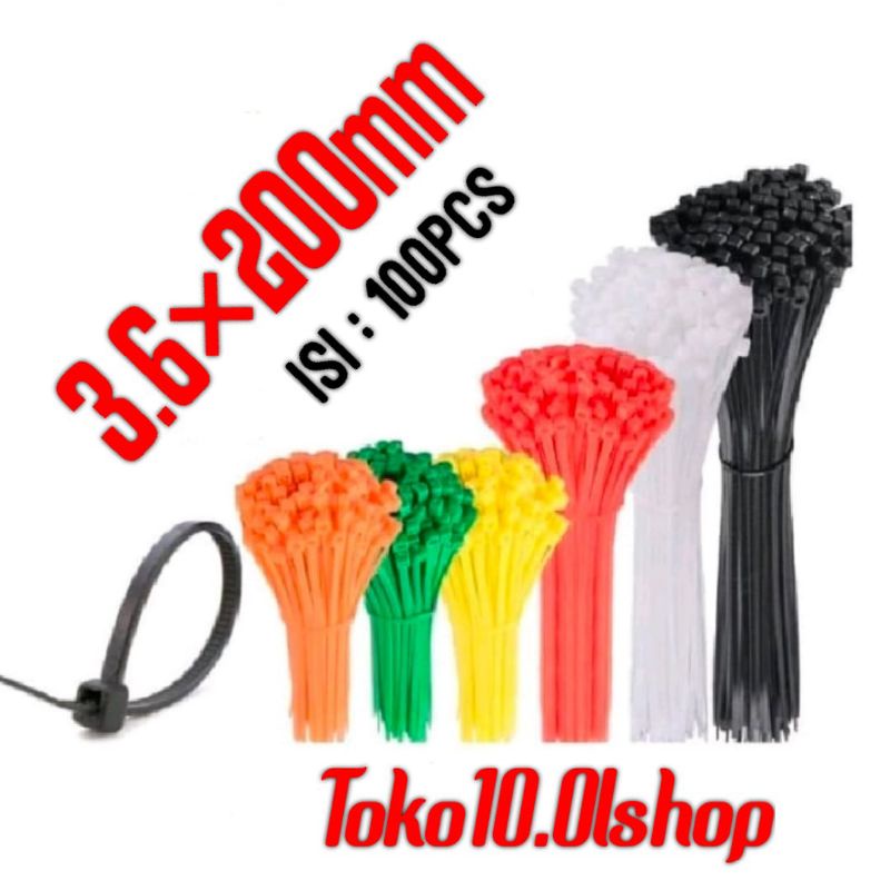 Tali Ripet Kabel Ties Nylon Cable Tie Isi 100PCS 3.6×200mm⭐ Toko10⭐