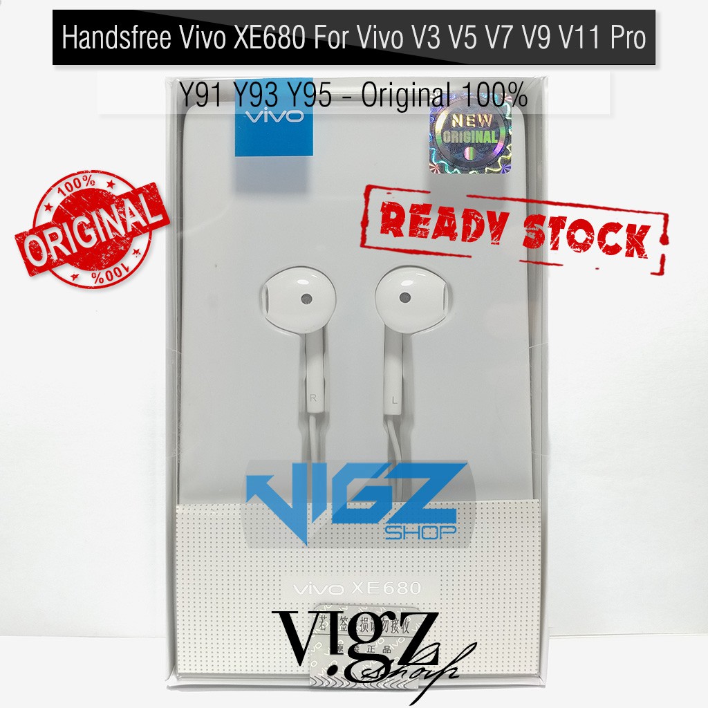 Handsfree HF Earphone Vivo XE680 For Vivo V3 V5 V7 V9 V11 Pro Y91 Y93 Y95 Original