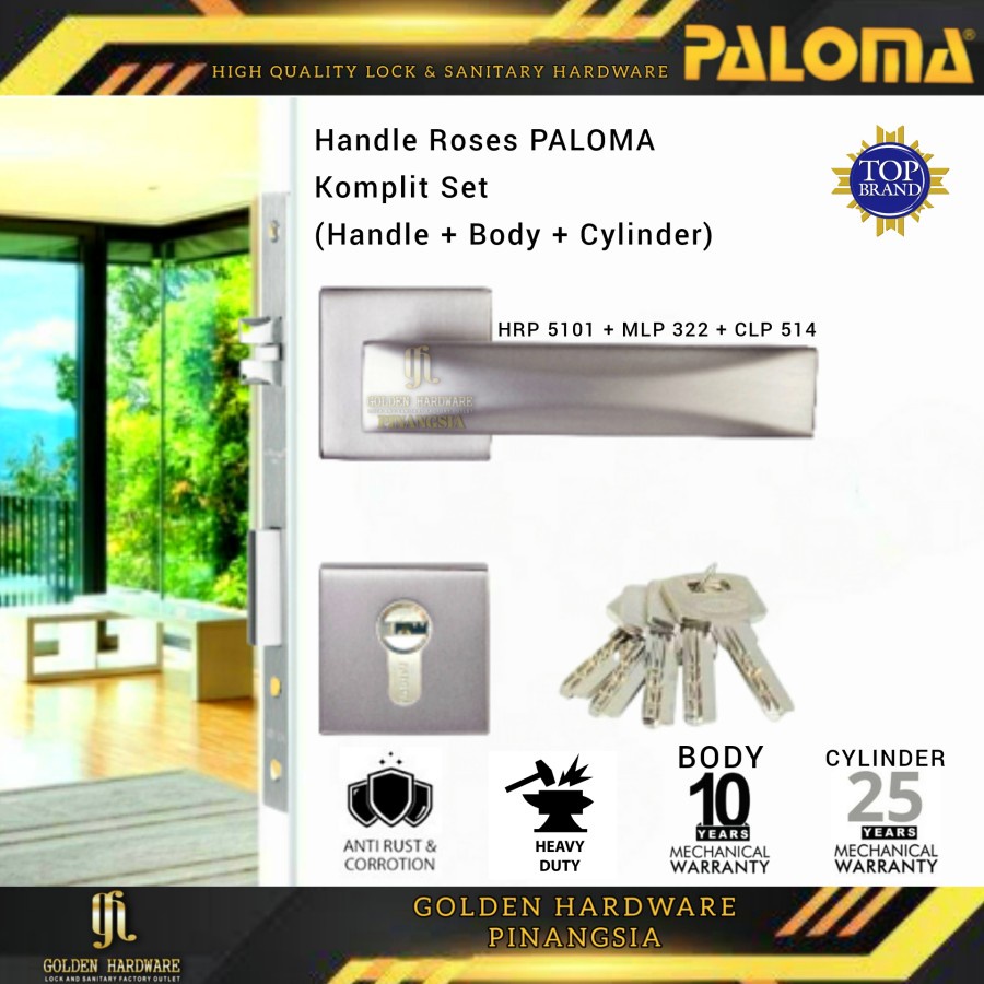PALOMA HANDLE PINTU RUMAH TARIKAN GAGANG KUNCI PINTU SET KOMPLIT