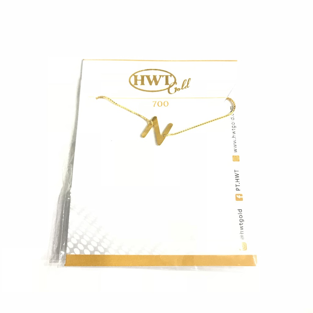 Gelang Serut Milea Huruf N (Emas Asli Kadar 700)