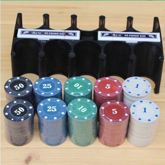 200PCS/Set Texas Holdem Poker Game / Mainan Kartu Poker / Casino Game Set Texas Hold em Chips Coins-4