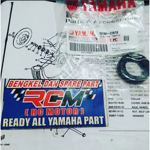 OIL SEAL SIL RODA DEPAN RXKING RX KING SCORPIO SEBELAH LAHER BEARING KANAN ORI YAMAHA 93106-22818