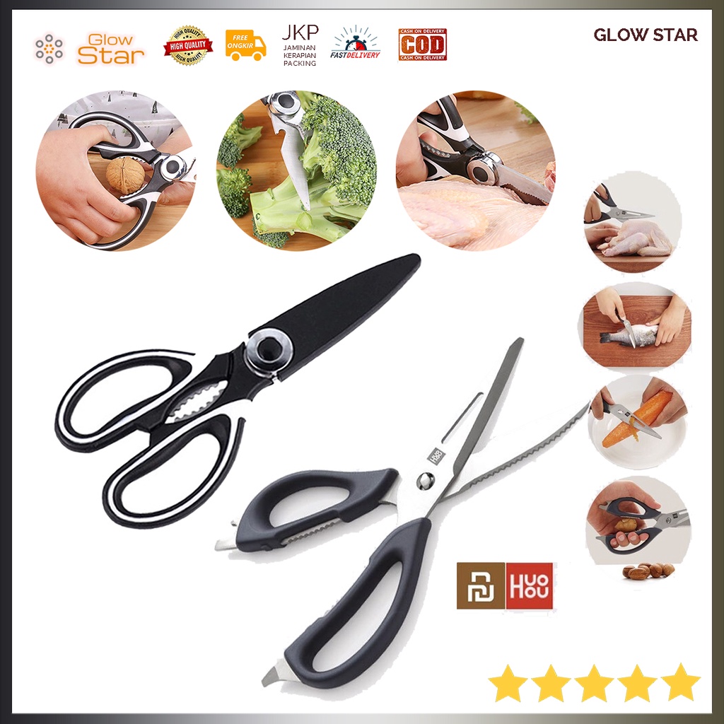 Gunting Daging Dapur Serbaguna Kitchen Meat Scissors Stainless Steel Multifunctional Bottle Opener Detachable Scissors Pembuka Botol