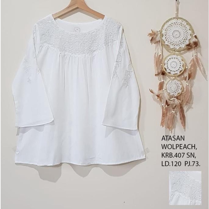 BLOUSE WANITA ATASAN PUTIH BORDIR BIG SIZE JUMBO XXL XXXL BORDIRAN ATASAN WANITA TERBAIK
