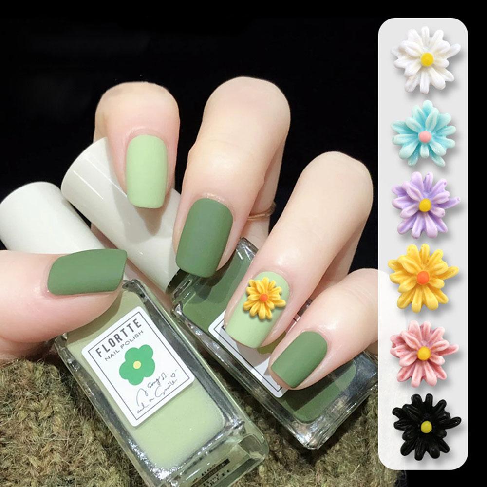 Agustina Perhiasan Kuku Daisy Kecil Gaya Perancis Pesona Elegan Indah DIY Nail Art Desgin