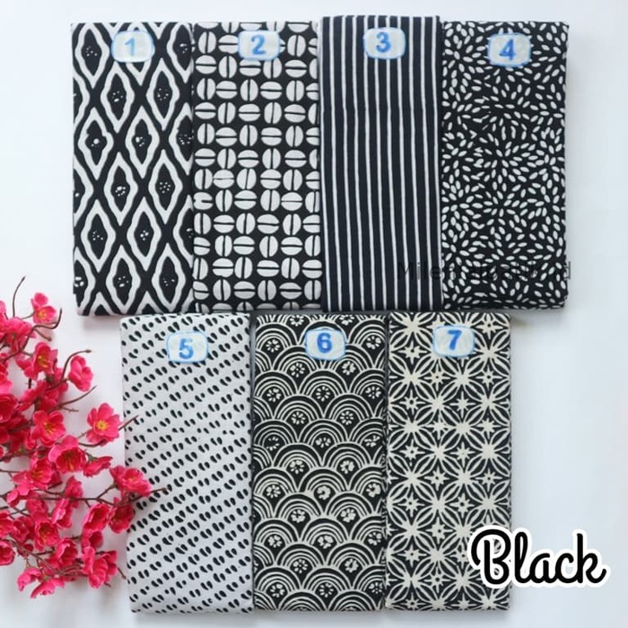 Jarit / Jarik / Kain Batik Cap Garutan Premium Modern Hitam Meteran Original HT7
