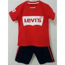 Setelan Anak Levis merah Kaos + Celana