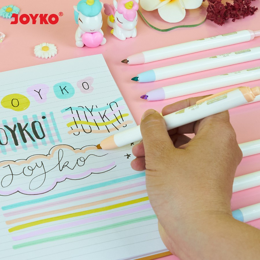

HJK Joyko Highlighter HL-77-6 1 Set Isi 6Pcs / Penanda 6 Warna Pastel Color Lucu Unik Murah