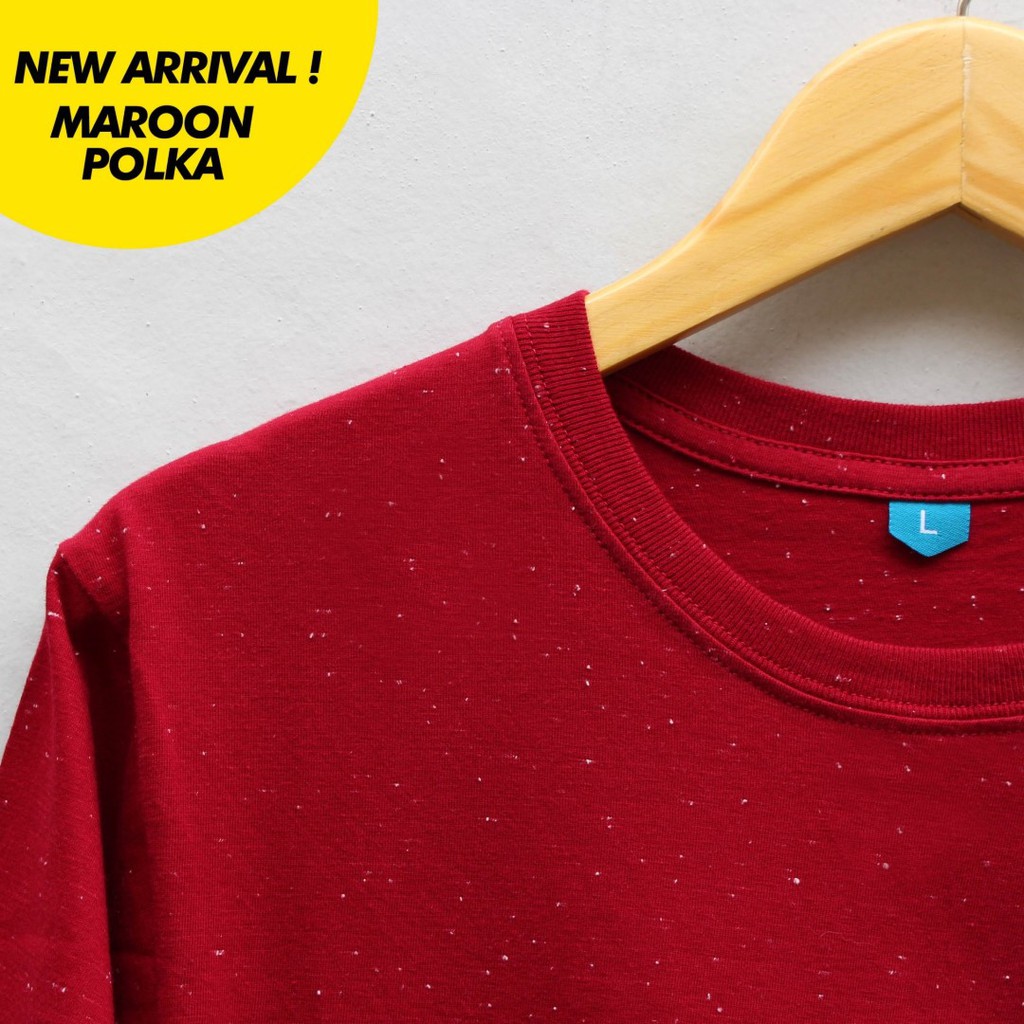 Kaos Polos Pria Maroon Polka Cotton Combed 30s | Baju Polos Pria Maroon Polka