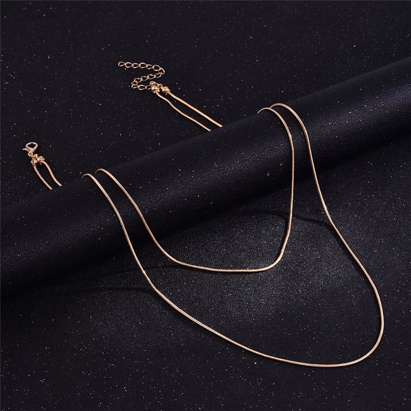 Set Kalung Rantai Tulang Ular Ganda Untuk Wanita