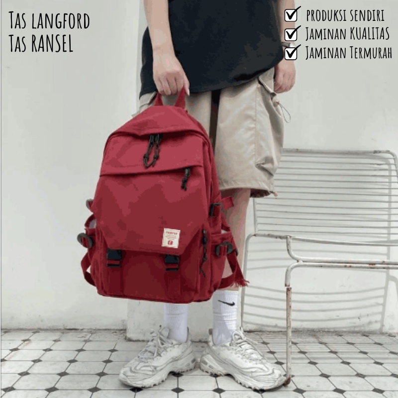 Tas Ransel Pria - Tas Sekolah Kuliah Kerja Traveling Model Baru Korea Kekinian Terbaru Murah Bagus Fashion Multifungsi Stylish Backpack Simple Casual Elegan Unisex Cowok