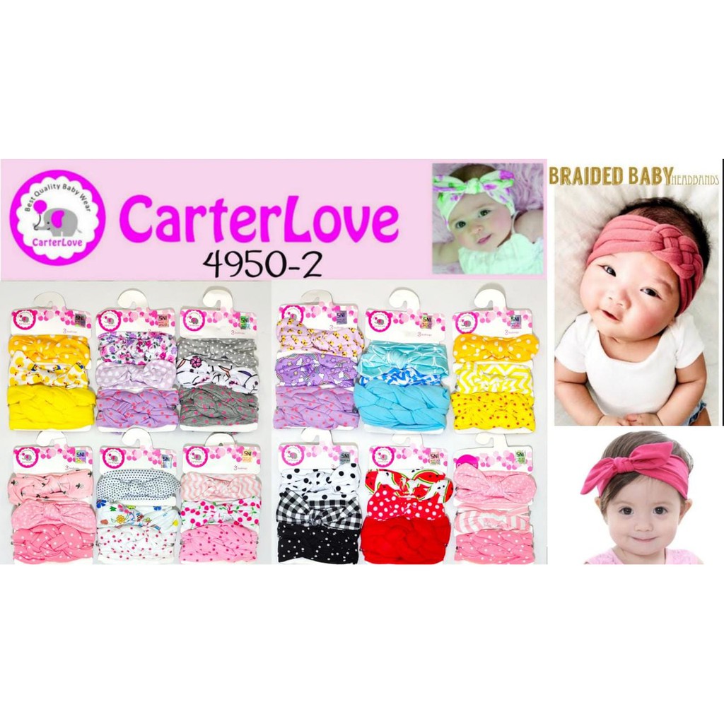 Carterlove Korean Headband isi 3 - Baby Headband/bandana bayi 4950-1