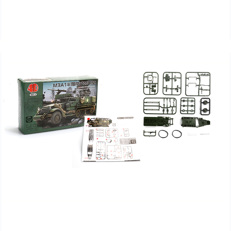 Mainan Rakit Model 4D 1 / 72 M3A1 Semitracked Armored Diy