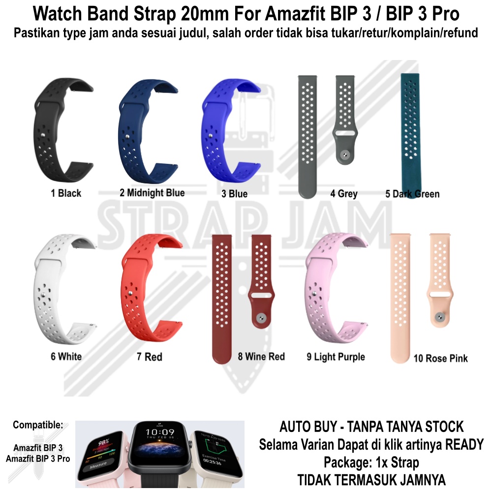 NIKE POLOS Strap Amazfit BIP 3 / Pro - Tali Jam Rubber Silikon 20mm Sporty Breathable