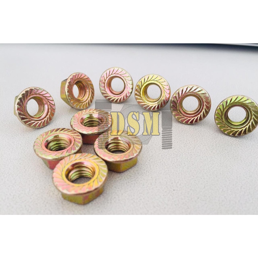 Mur Kuning Topi / Hex FLANGE NUT M6 Pitch 1,0 Kunci 10