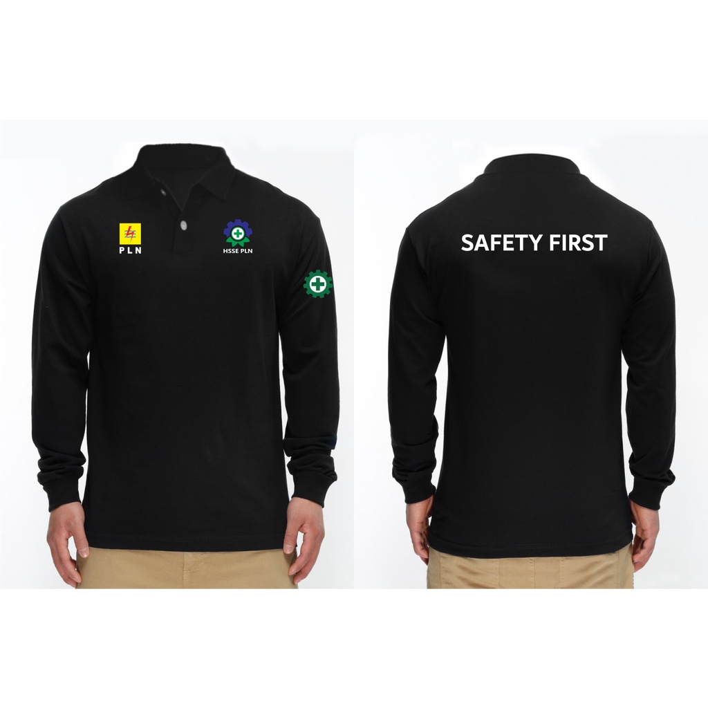 T-SHIRT KAOS PLN HSSE SAFETY FIRST LENGAN PANJANG BERKERAH