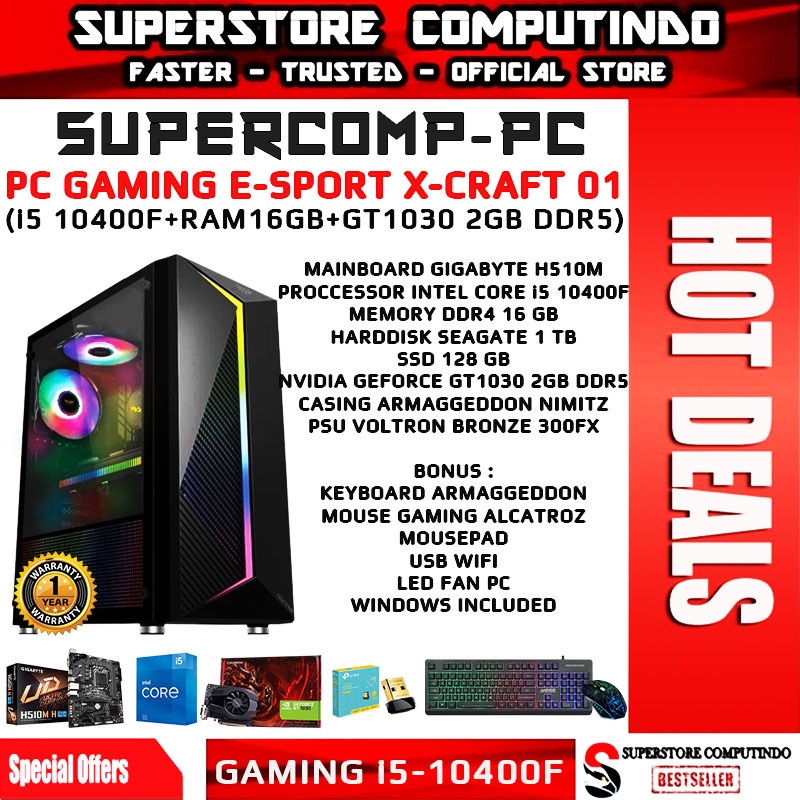 PC Rakitan Gaming E-Sport Core i5 Gen 10 -RAM 16GB - X-CRAFT 01 Series