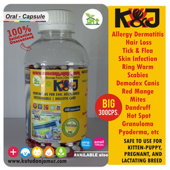 Jamu KNJ Kapsul isi 300- Atasi Gatal & Rontok Pada Anjing / Kucing - ju522