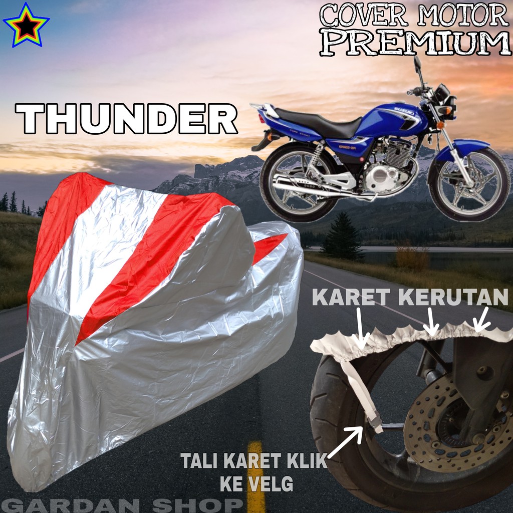 Sarung Motor THUNDER Silver MERAH Body Cover Penutup Motor Thunder PREMIUM