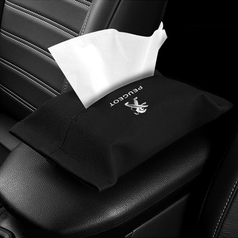 1Piece for Peugeot 307 207 407 607 4008 206 107 308 406 408 208 301 3008 Turn Fur Car Tissue Box Hanging Seat Sun Visor Tissue Bag Armrest Box Paper Towel Storage Case