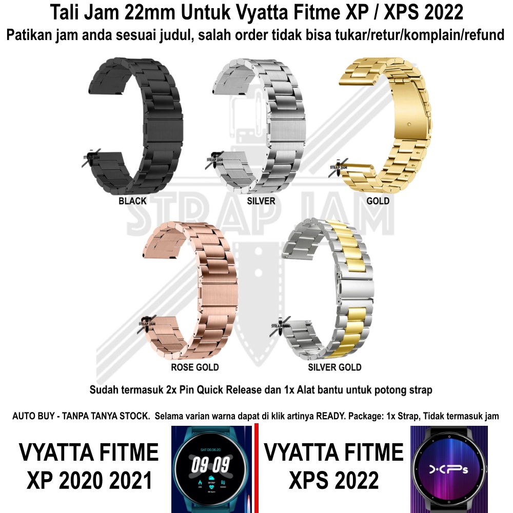 Tali Jam Vyatta Fitme XP / XPS 2022 - Strap 22mm Stainless Steel Padat Berat Bukan Hollow