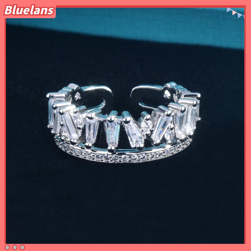 Cincin Berlian Imitasi Double Layer Model Terbuka Adjustable Untuk Wanita