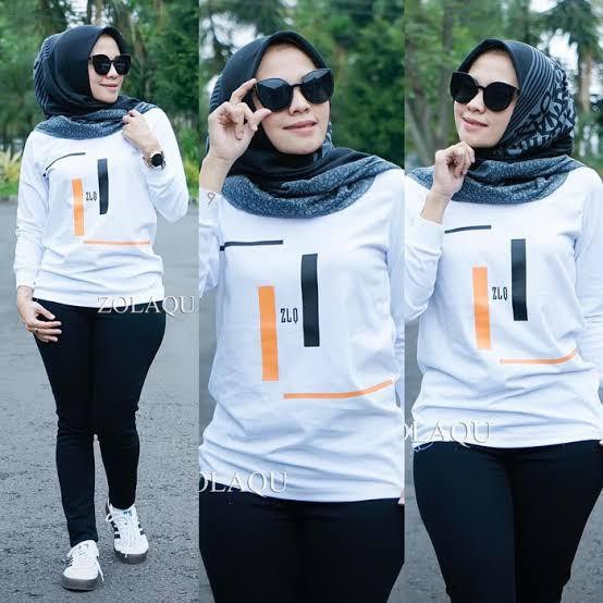 Kaos Wanita Lengan Panjang Zolaqu Putih M/L/Xl/Xxl - M