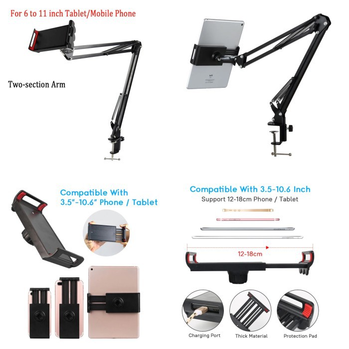 OVERHEAD VIDEO STAND BOOM ARM HOLDER TABLET HP JEPIT MEJA FLAY LAY D9T
