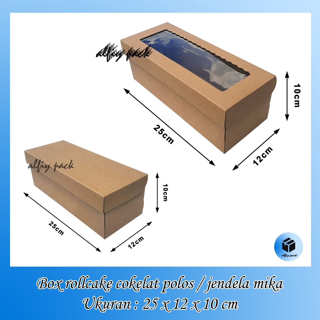 

1pack isi 10pcs BOX ROLLCAKE CORRUGATED UKURAN 25x12x10 CM KOTAK BROWNIES KUE BOLU GULUNG BOLGUL DUS HAMPERS ROLL CAKE PACKAGING JENDELA MIKA