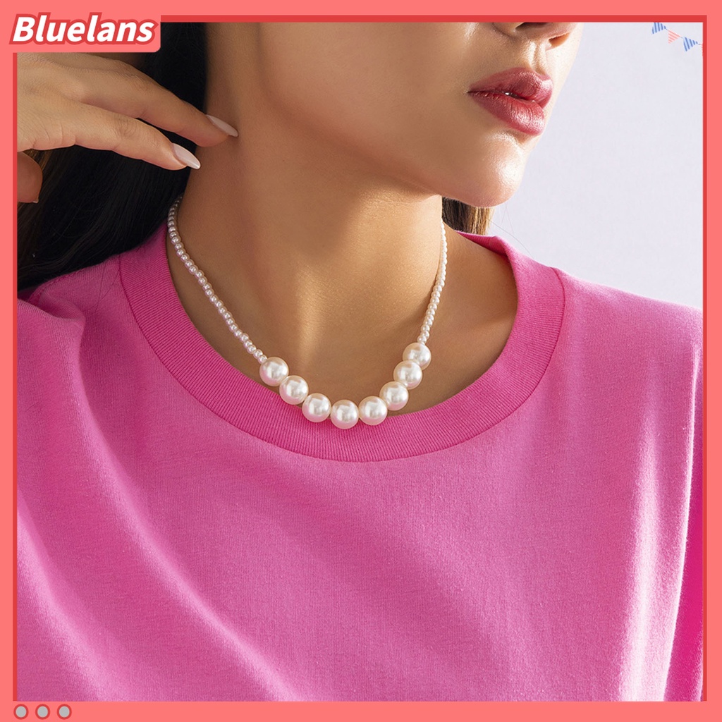 Kalung Choker Multi Mutiara Imitasi Bahan Stainless Untuk Wanita