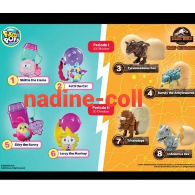 (BISA COD) Happy Meal Mcd Mcdonalds Pikmi Pops Jurassic World satuan TERLENGKAP Kode 66