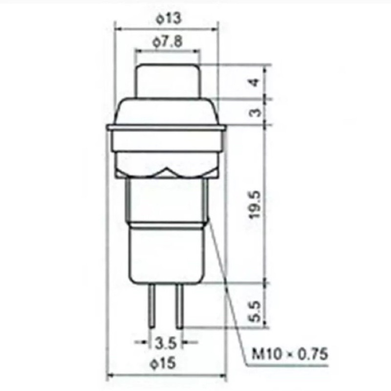 Saklar 12mm 1.5A Latching Push Button Switch