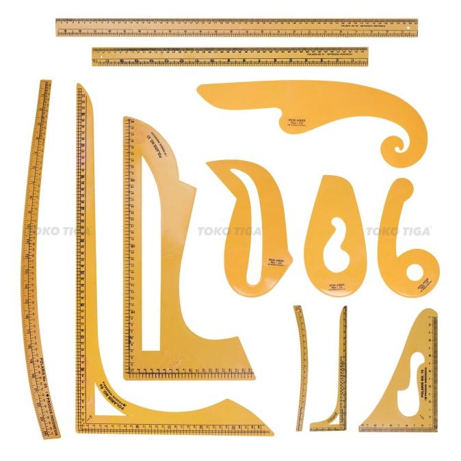 

[BISA COD] Penggaris Pola Set / Pattern Ruler POLARIS Isi 9 Set 12 Pcs (PSC-01)