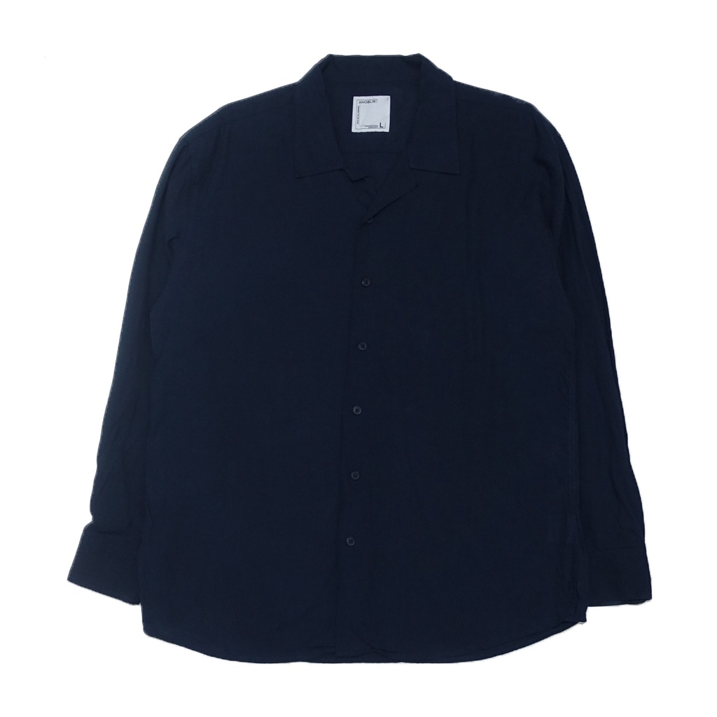Anoblir Linen Regular Navy Long Sleeve Shirt