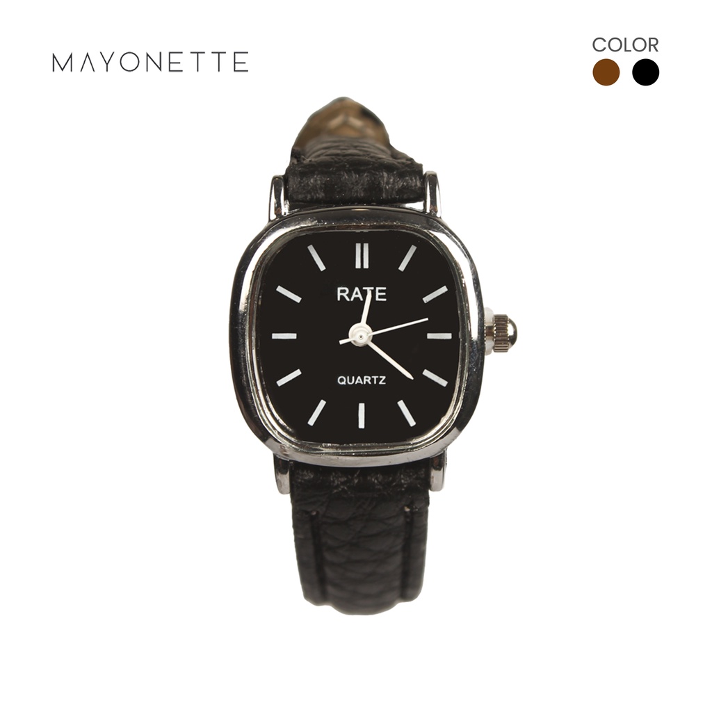 KYEOKA by Mayonette Rounded Square Jam Tangan Quartz Wanita Kulit Strap Pu Fashion Korean Style-2