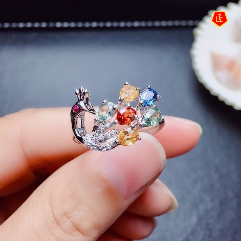 [Ready Stock]New Creative Colored Gems Ring Inlaid Natural Topaz