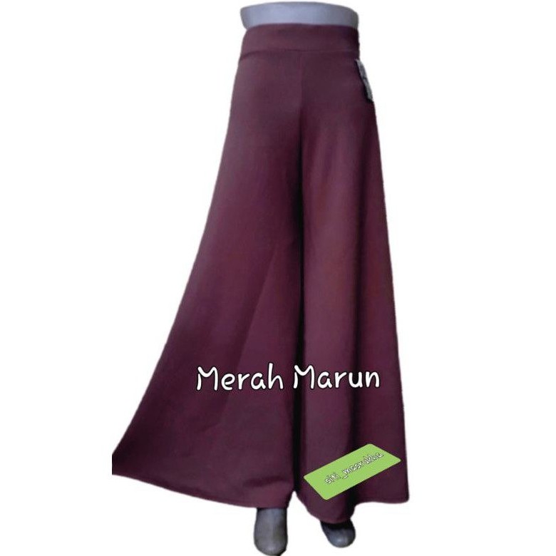 Kulot Waffel Premium Kulot Model Palazo Bahan Tebal dan Lembut #Warna MERAH MARUN#